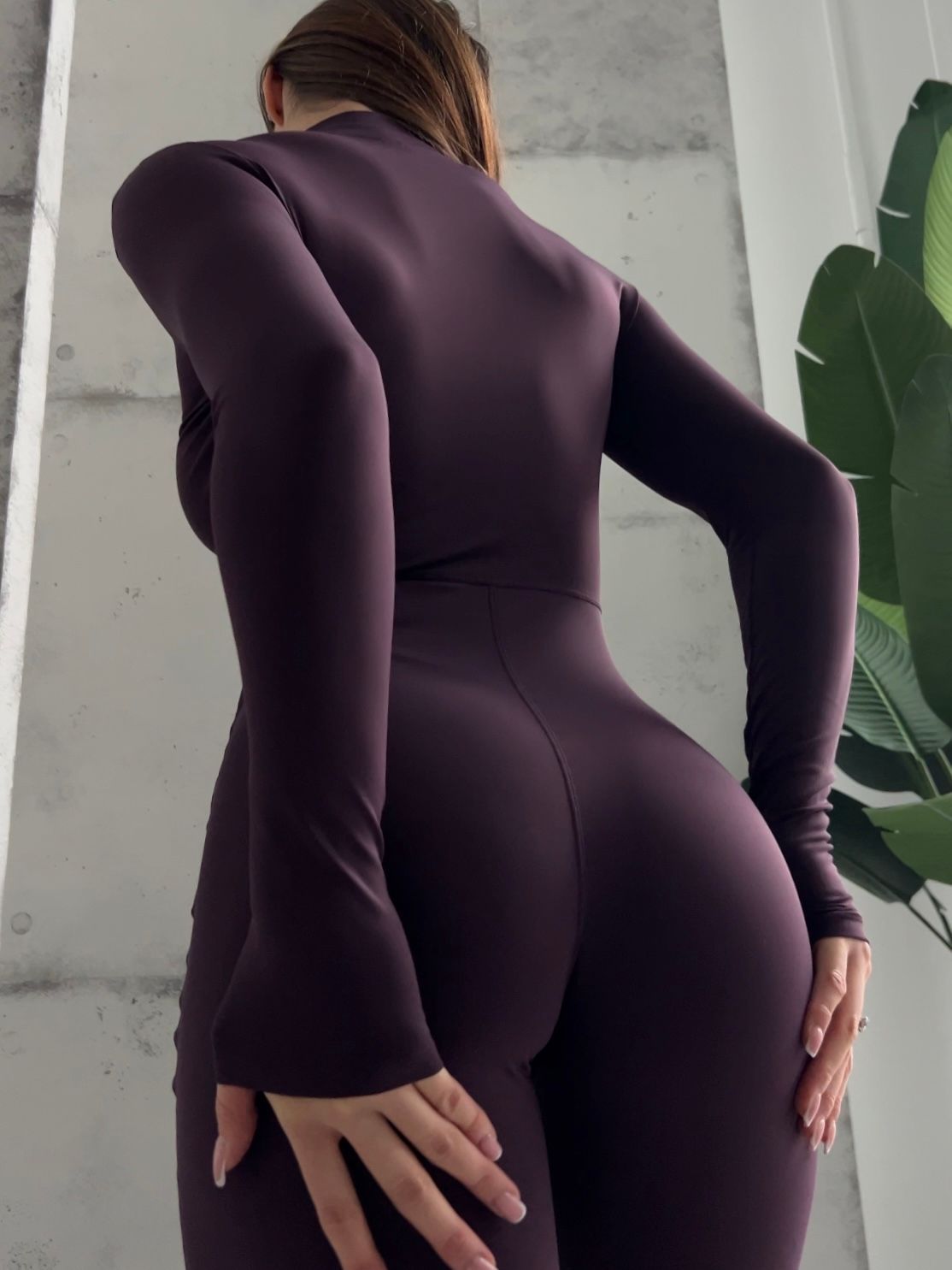 Гладкий комбінезон на флісі Leggings Body Crop top model 63 Navy (синій) - S KOMB-63-NAVY-S фото