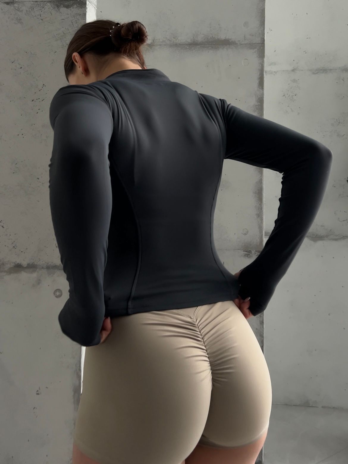 Спортивний Кроп топ на мікрофлісі Crop Top Microflecce model 164 Grafite (сірий) - S KROP-164-GRAF-S фото