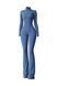 Гладкий комбінезон-кльош Leggings Body Crop top model 158 Denim (темно-синій) - S KOMB-158-DENIM-S фото 1
