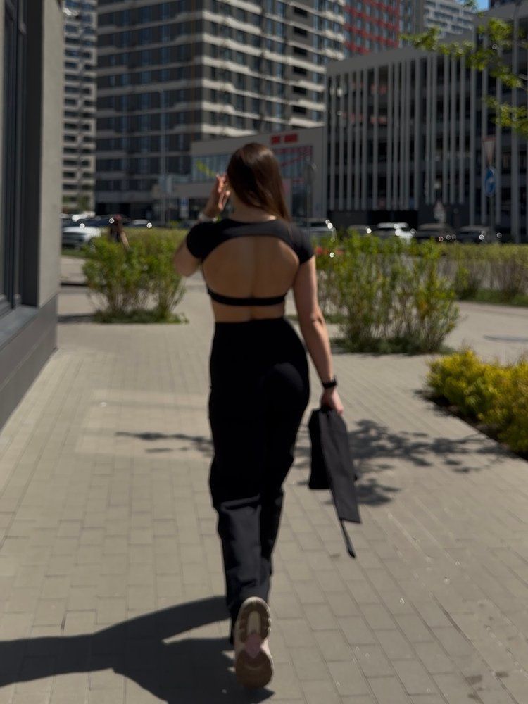 Спортивна футболка Crop T-shirt Calm Fit model 190 Nero (чорний) - S CROP-190-NERO-S фото