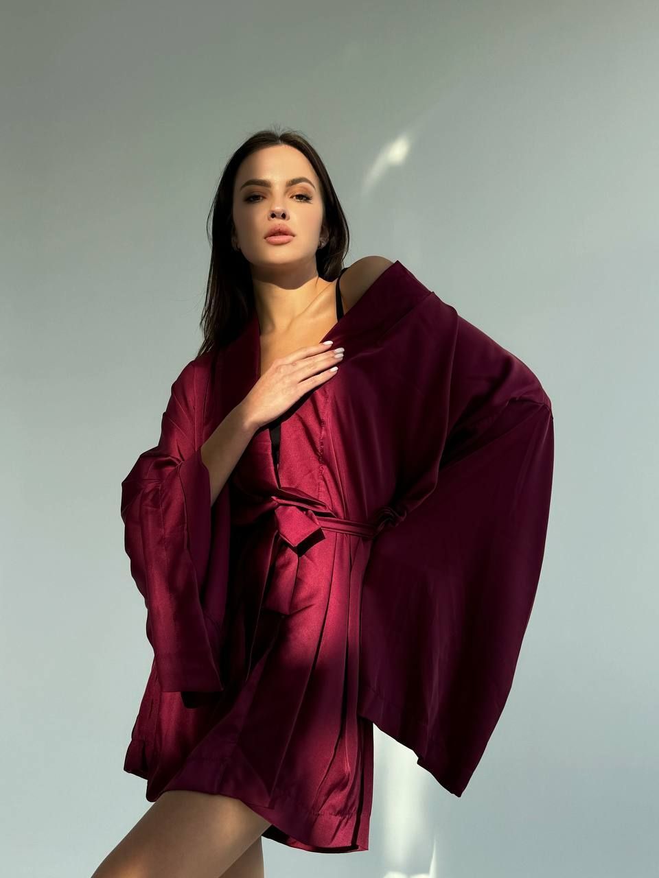 Халат-кімоно шовковий (бордовий) - S\M KIMONO-BURG-S фото
