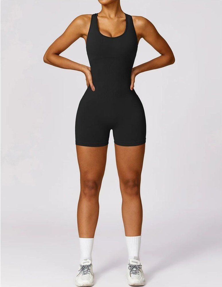 Короткий безшовний комбінезон Shorts Push-up Body Cannota model 44 Nero (чорний) - S COMBSH-PUSH-NERO-S фото
