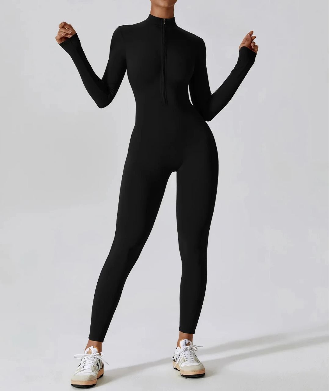 Гладкий комбінізон Leggings Body Crop top model 28 Nero (чорний) - S COMB-GL-NERO-S фото