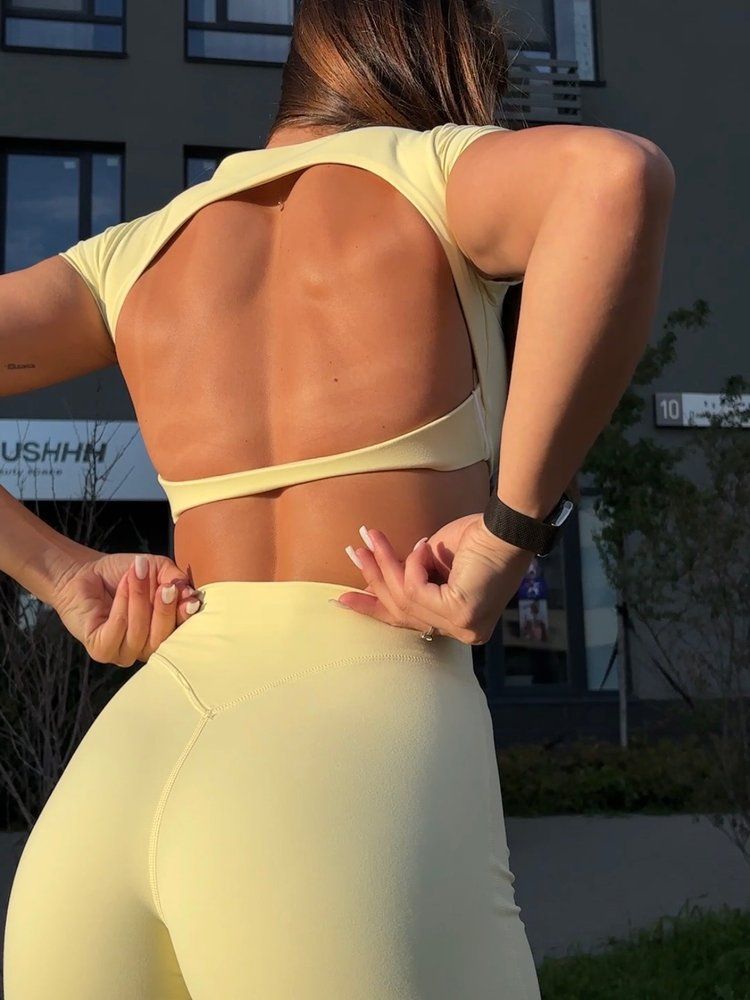 Спортивна футболка Crop T-shirt Calm Fit model 190 Sun lime (жовтий) - S CROP-190-SUNLI-S фото