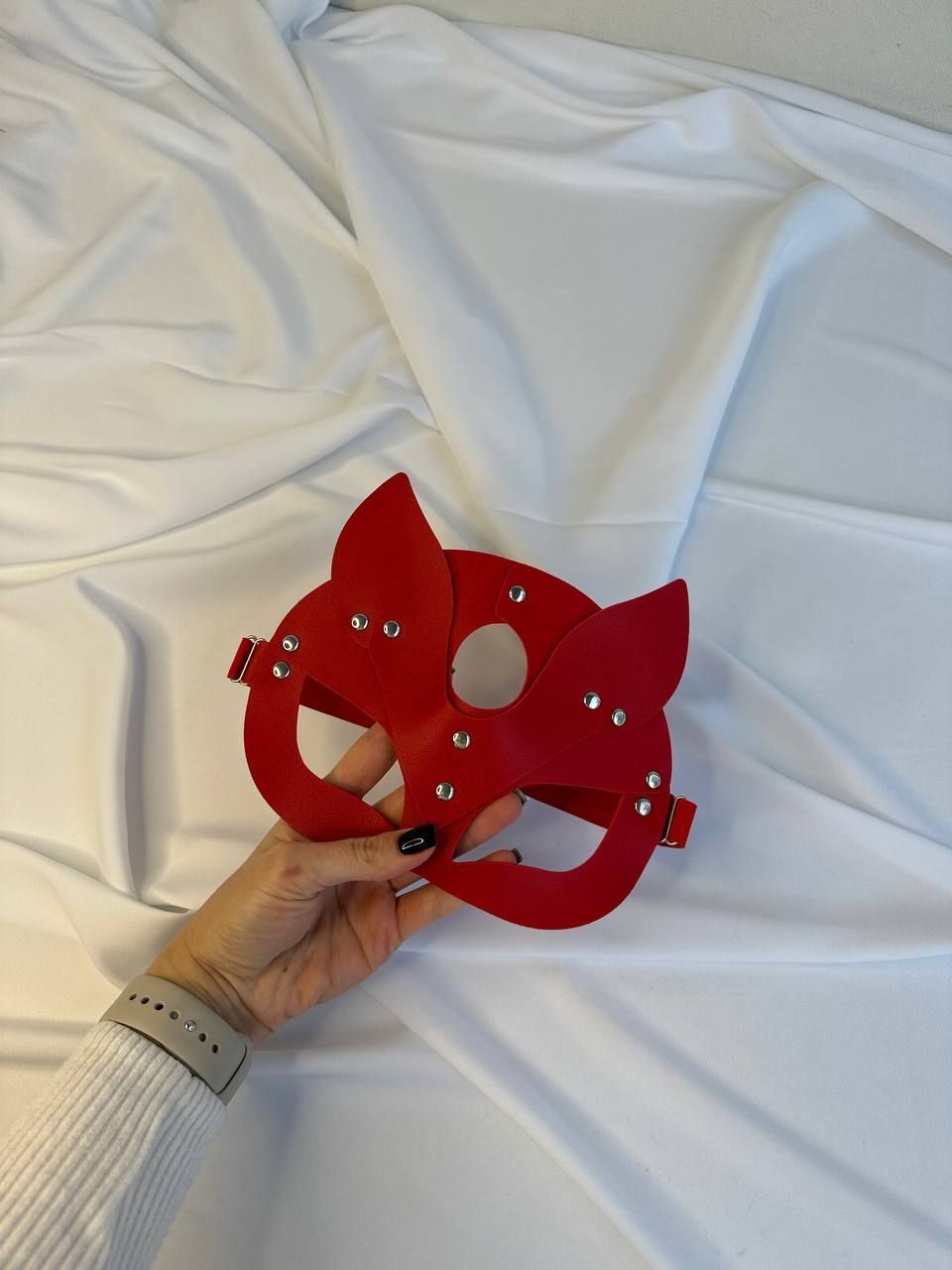 Маска кішки шкіряна червона ACC-MASK-CAT-RED фото