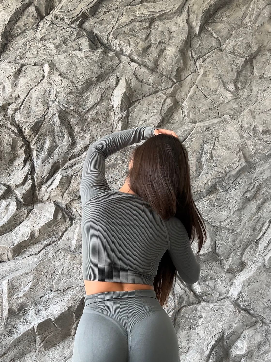 Giulia Crop Top RIB в рубчик з довгим рукавом Poppy seed (сірий) ONE SIZE GLCRTR-PPPSD фото
