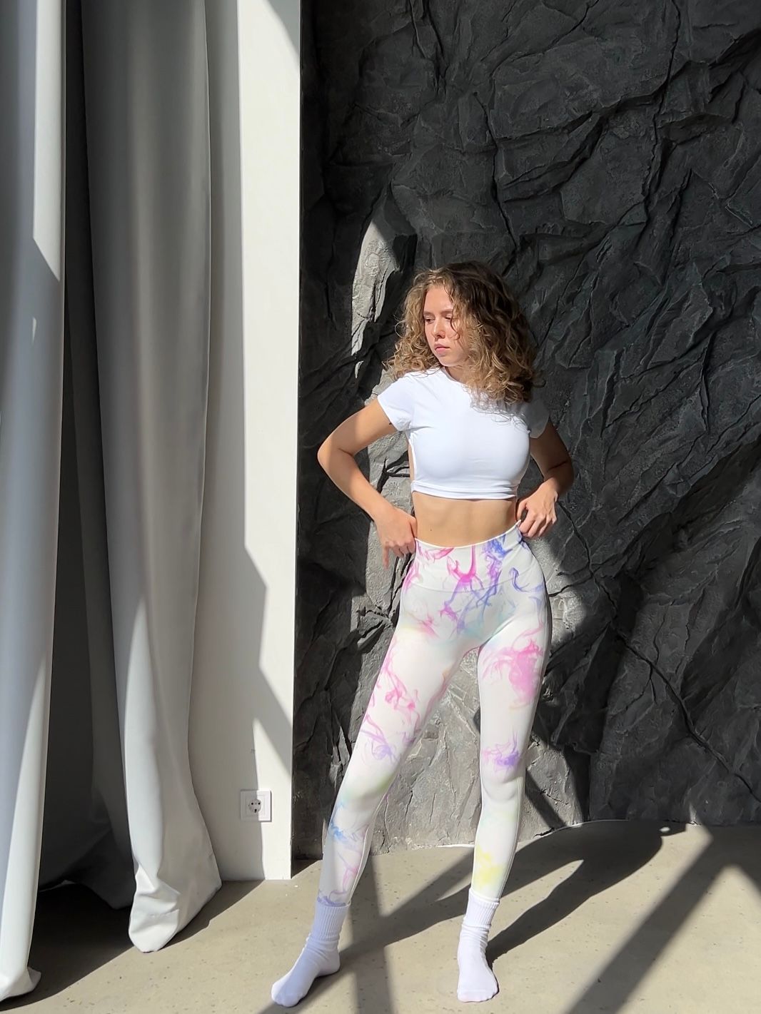 Лосини Leggings PUSH-UP Smoke model 50 White purple smoke (білі з фіолетовим димом) - M LGGPSHP-SMKM-WTPRP-M фото