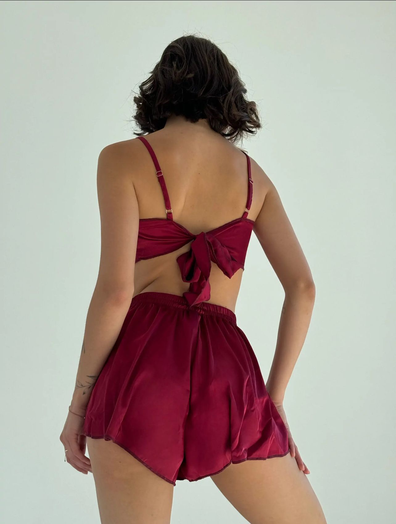 Комплект для дому (шовк) бордо - S/M PIJ-KOMP2-RED-S фото