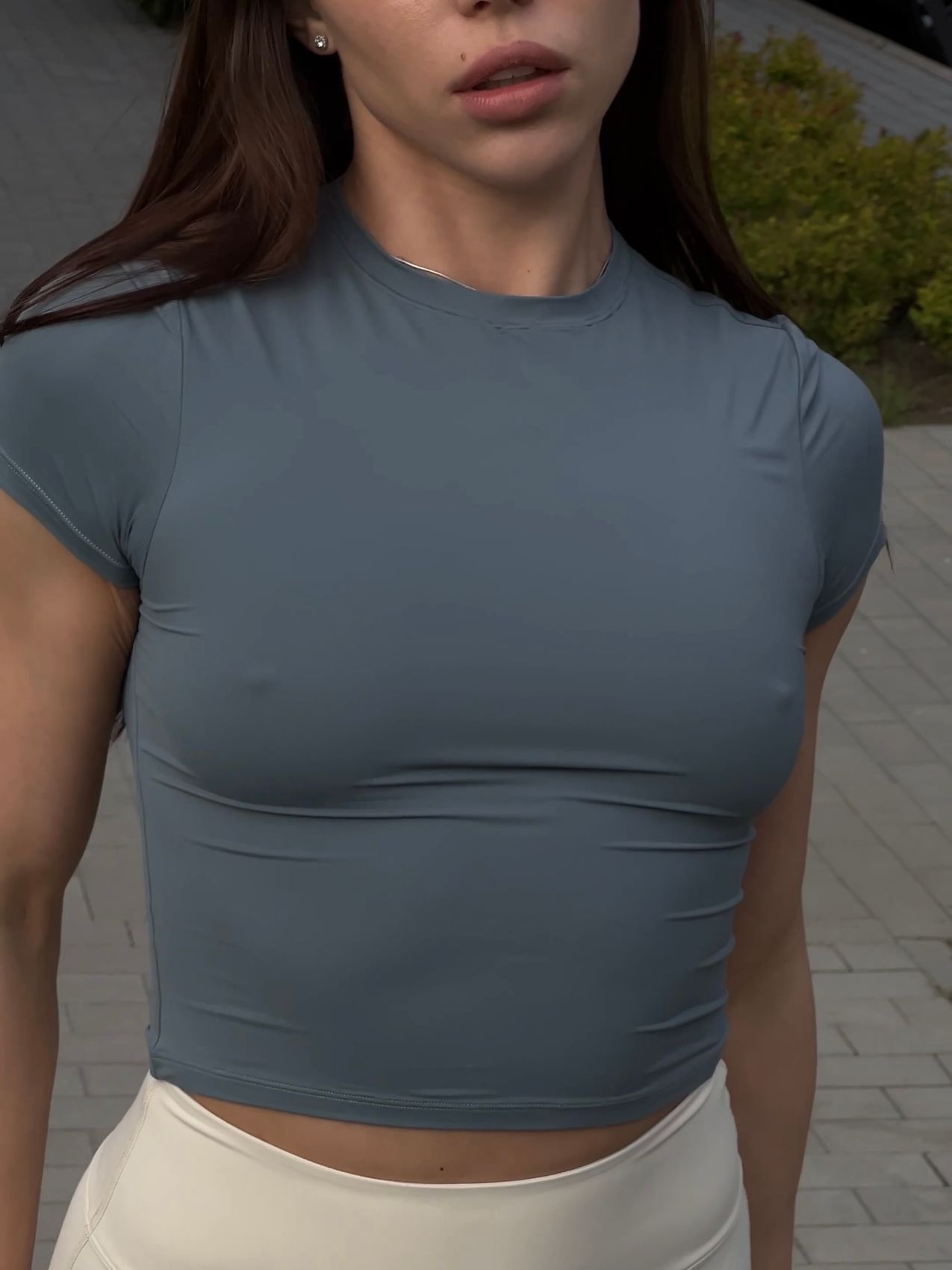 Жіноча коротка футболка T-shirt model 111 Stormy weather(сіро-блакитний) - S TSH-111-STOWEA-S фото